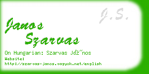 janos szarvas business card